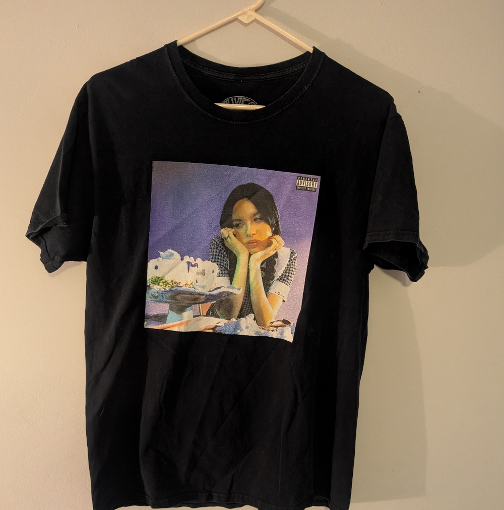 Black Graphic Short Sleeve Tee with Photo Print
